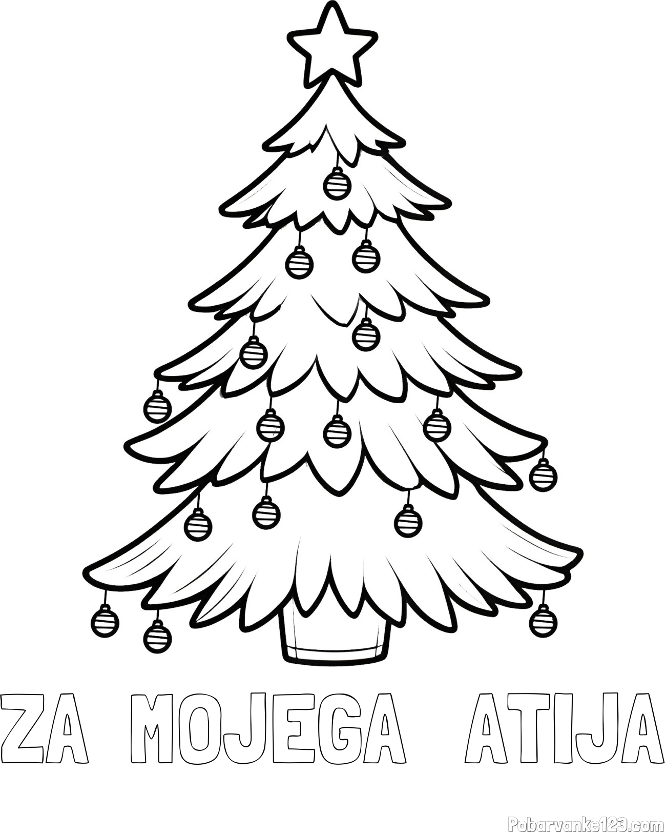 Pobarvanka imena ZA  MOJEGA   ATIJA in pobarvanka božične jelke z božično zvezdico in bunkicami