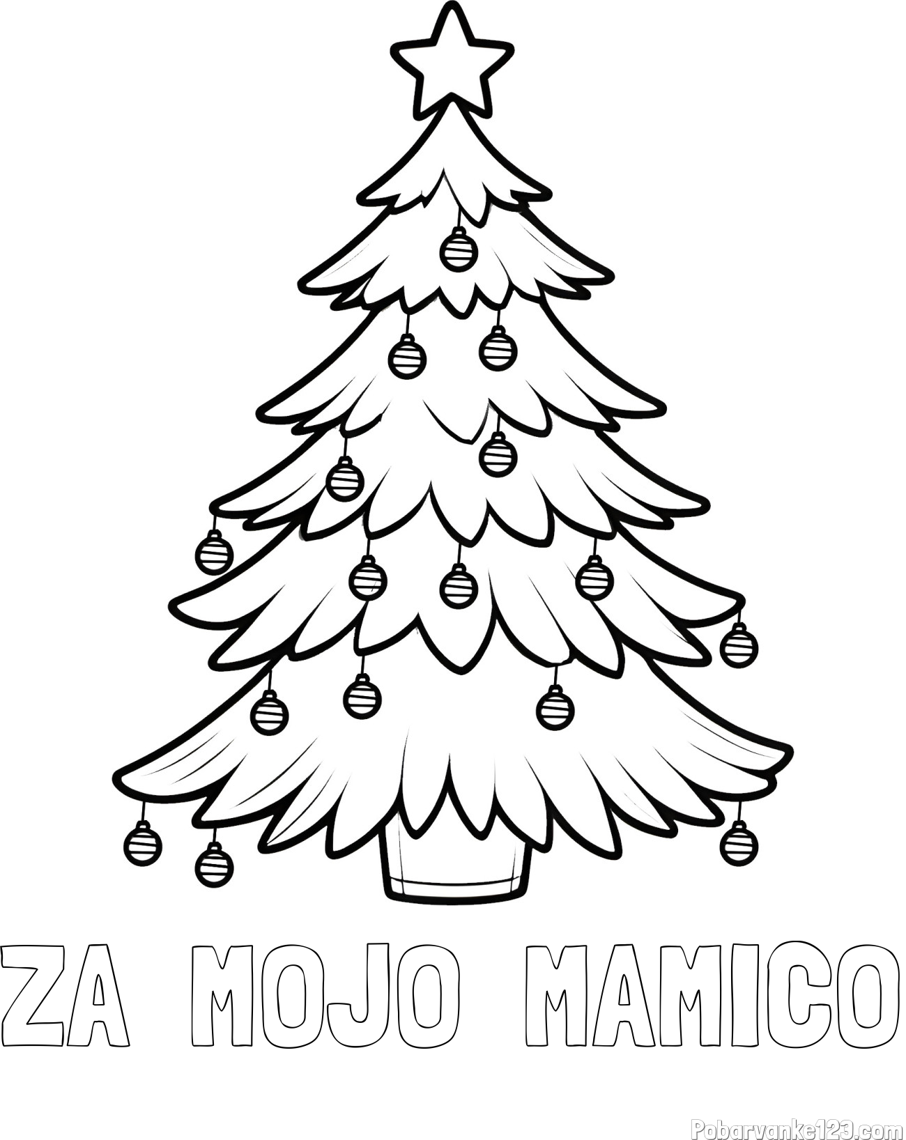 Pobarvanka imena ZA  MOJO  MAMICO in pobarvanka božične jelke z božično zvezdico in bunkicami