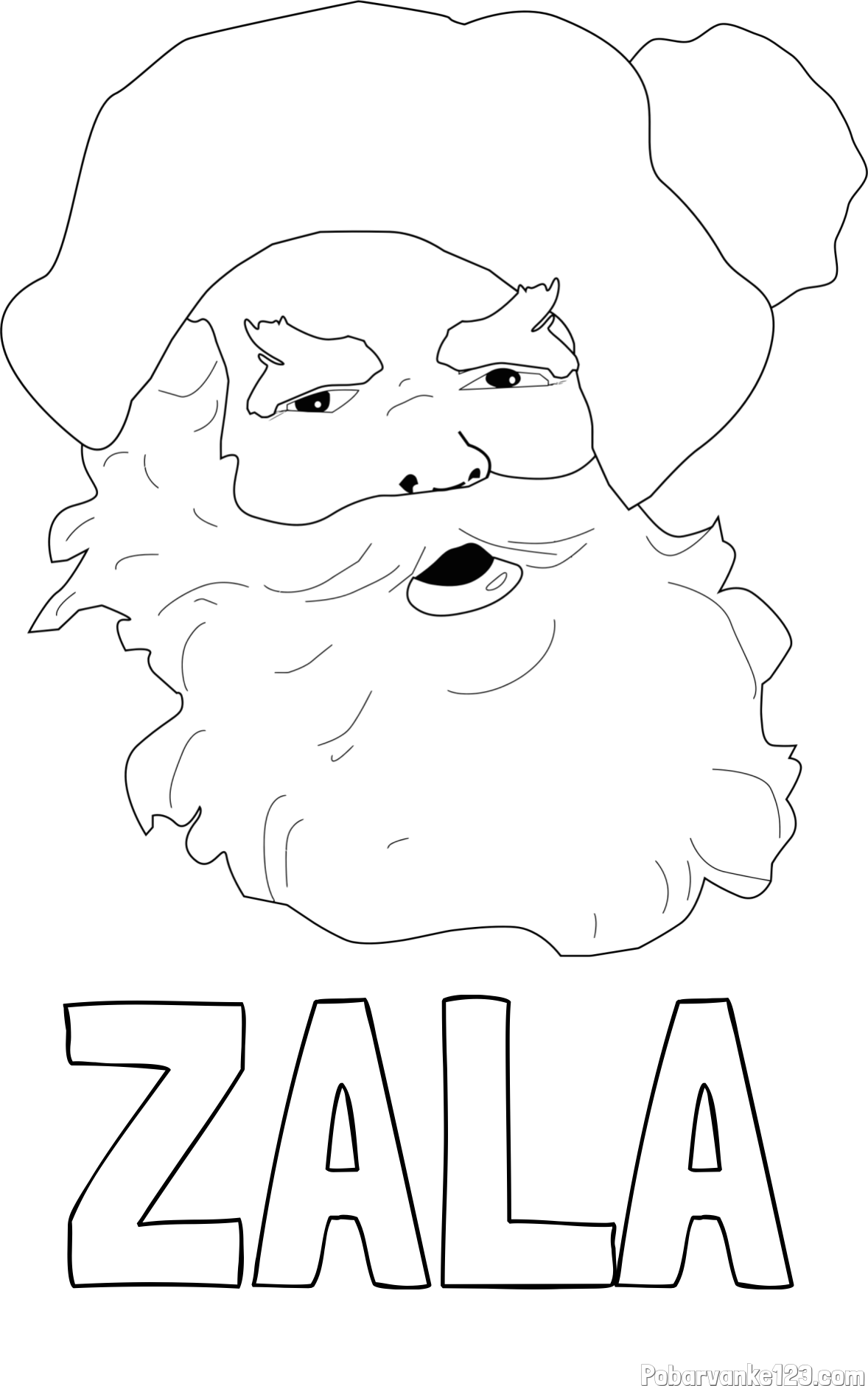 Pobarvanka imena ZALA in enostavna pobarvanka Božička