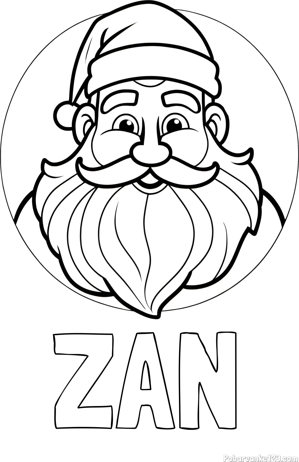 Pobarvanka imena ŽAN in pobarvanka ljubkega in nasmejanega Božička