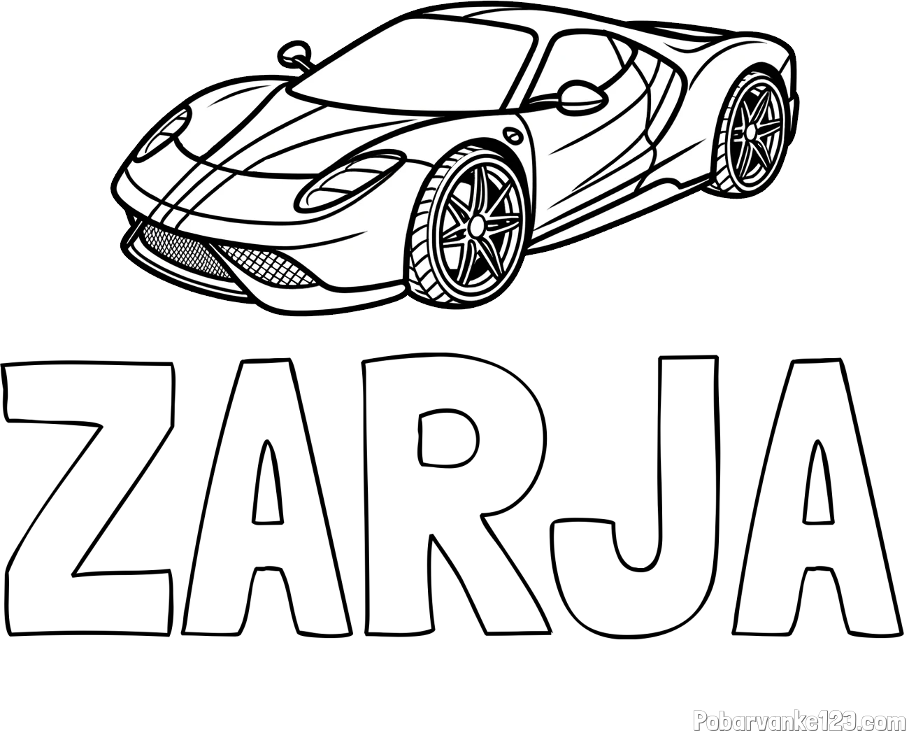 Pobarvanka imena ZARJA in pobarvanka dirkalnega avtomobila