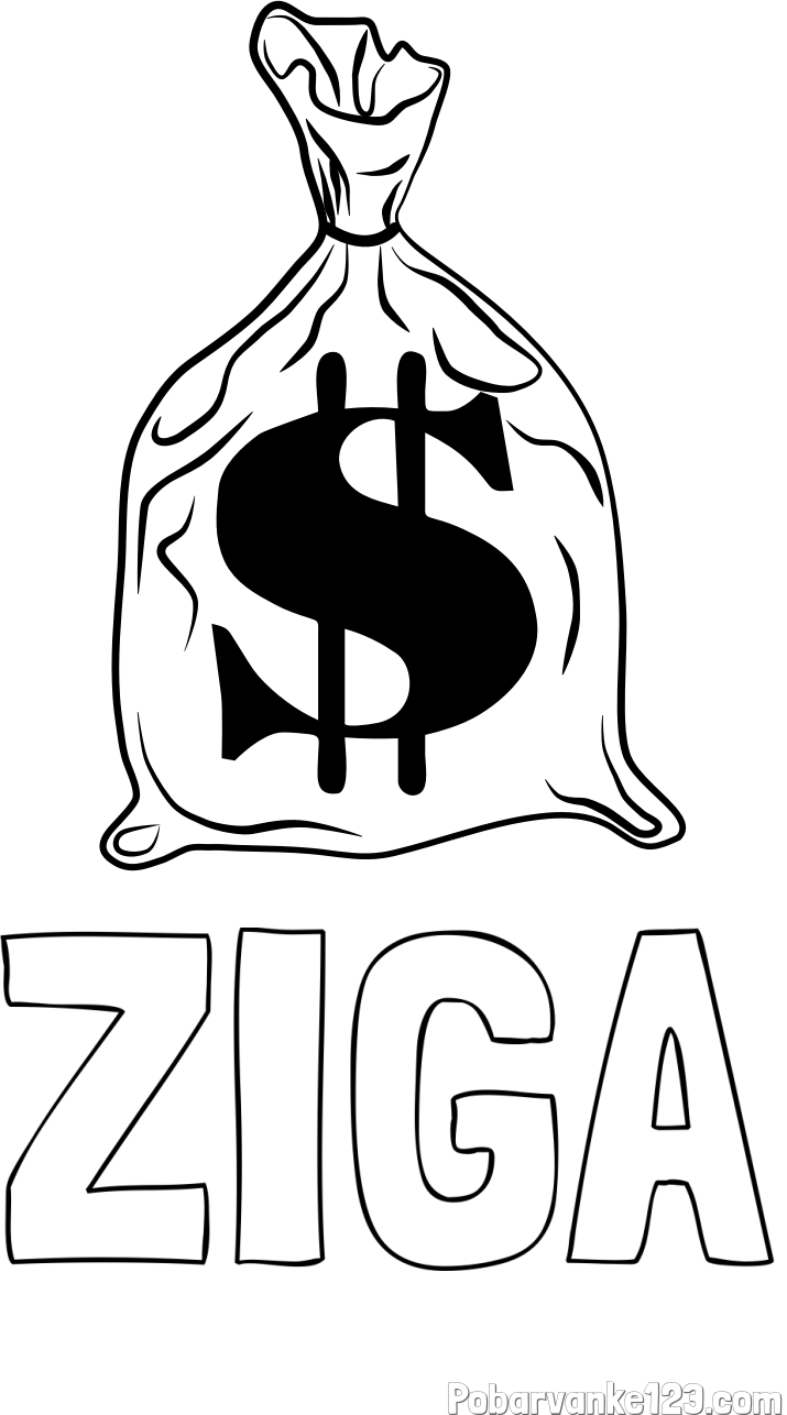 Pobarvanka imena ŽIGA in pobarvanka žaklja z denarjem
