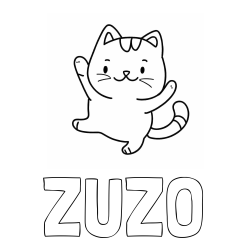 Online izdelana pobarvanka - Pobarvanka imena ŽUŽO in pobarvanka razigrane mačke