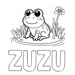 Online izdelana pobarvanka - Pobarvanka imena ŽUŽU in pobarvanka žabe