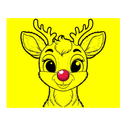 Pobarvana pobarvanka - Otroška pobarvanka simpatičnega jelenčka Rudolfa