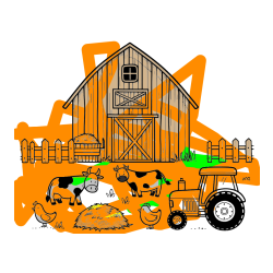 Pobarvana pobarvanka - Otroška pobarvanka velikega senika, krav in traktorja