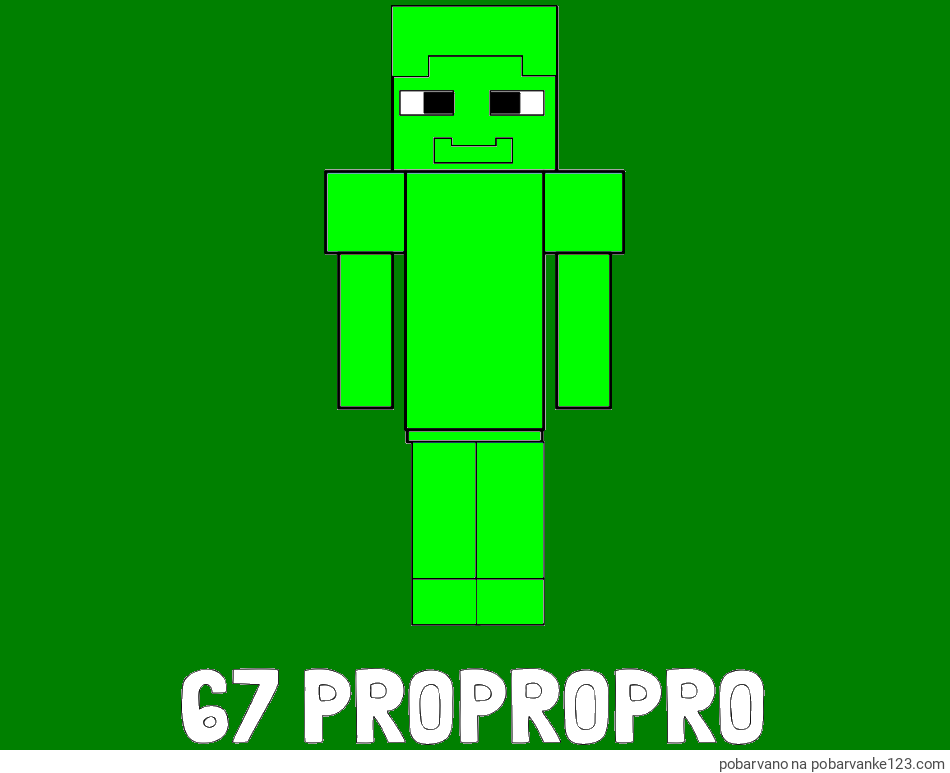 POBARVANA POBARVANKA - Pobarvanka imena 67 PROPROPRO in pobarvanka Minecraft glavnega junaka