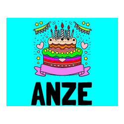 Pobarvana pobarvanka - Pobarvanka imena ANŽE in pobarvanka velike torte za rojstni dan