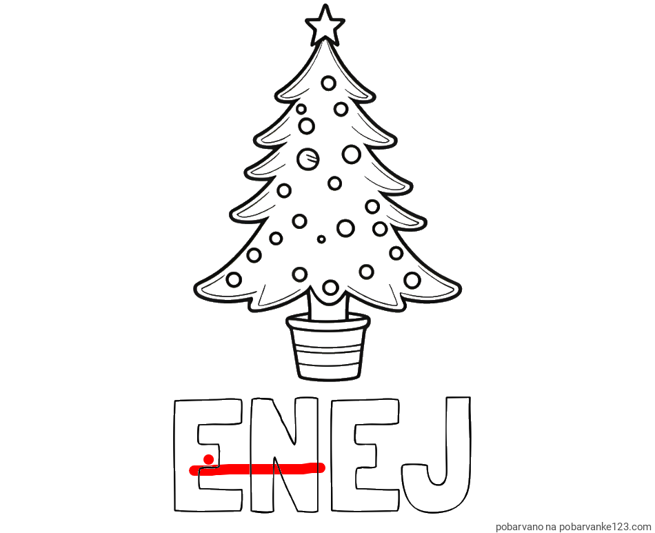 POBARVANA POBARVANKA - Pobarvanka imena ENEJ in pobarvanka lepe božične smrečice