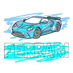 Pobarvana pobarvanka - Pobarvanka imena FERRARI in Športni avtomobil