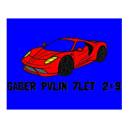 Pobarvana pobarvanka - Pobarvanka imena GABER  PVLIN  7LET   209 in pobarvanka dirkalnega avtomobila