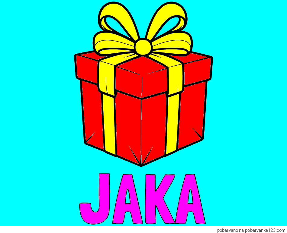 POBARVANA POBARVANKA - Pobarvanka imena JAKA in pobarvanka darilne škatle s pentljo
