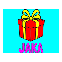 Pobarvana pobarvanka - Pobarvanka imena JAKA in pobarvanka darilne škatle s pentljo