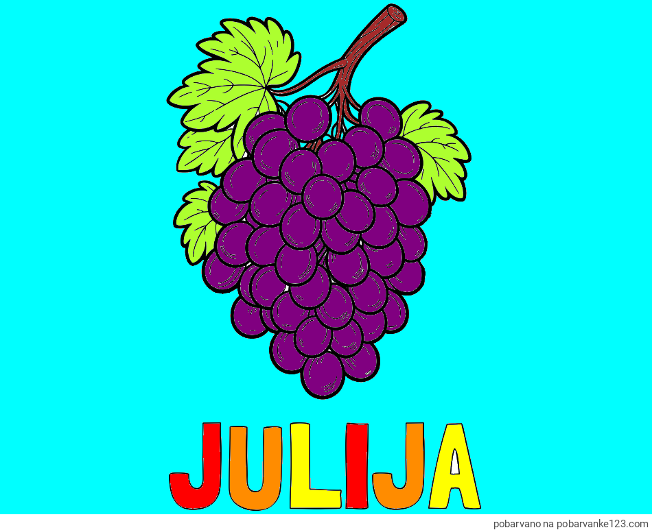 POBARVANA POBARVANKA - Pobarvanka imena JULIJA in pobarvanka velikega grozdja