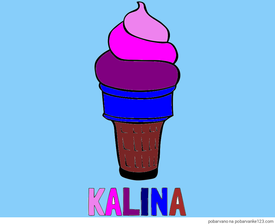 POBARVANA POBARVANKA - Pobarvanka imena KALINA in pobarvanka sladoled