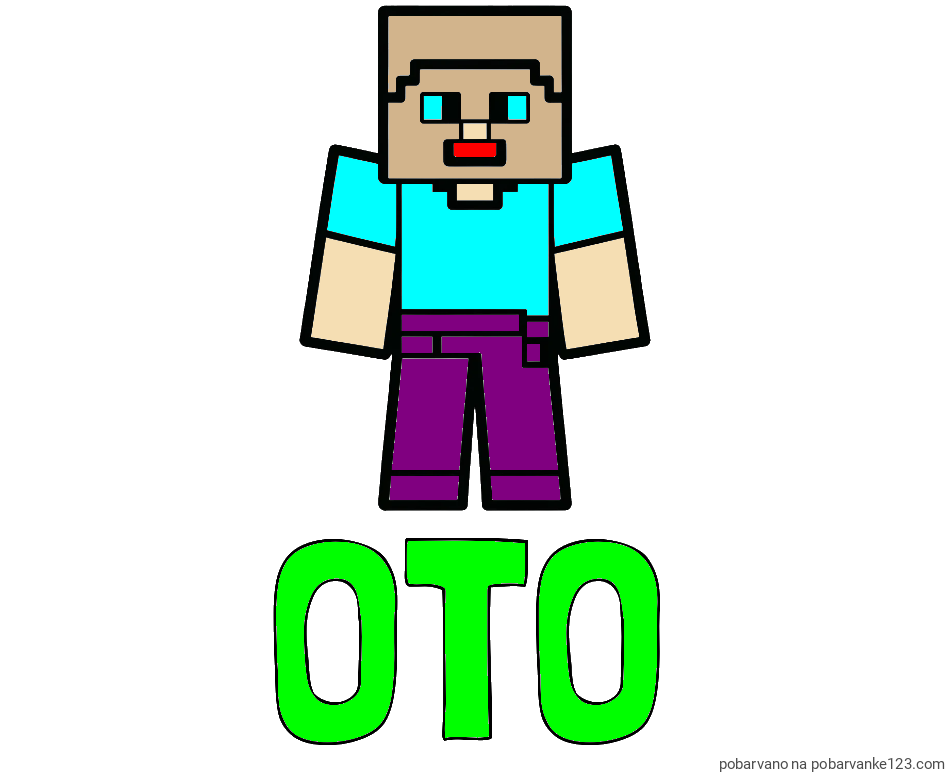 POBARVANA POBARVANKA - Pobarvanka imena OTO in pobarvanka Minecraft figurice