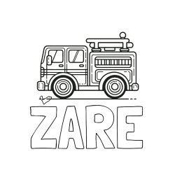 Pobarvana pobarvanka - Pobarvanka imena ŽARE in lepa pobarvnak gasilskega avta