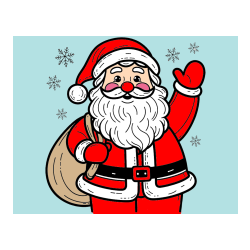 Pobarvana pobarvanka - Pobarvanka nasmejanega Božička s polno vrečo daril