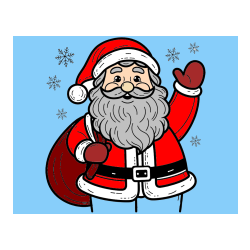 Pobarvana pobarvanka - Pobarvanka nasmejanega Božička s polno vrečo daril