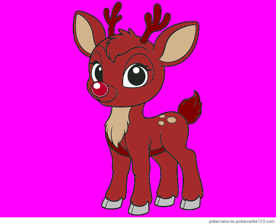 POBARVANA POBARVANKA - Pobarvanka nasmejanega jelenčka Rudolfa