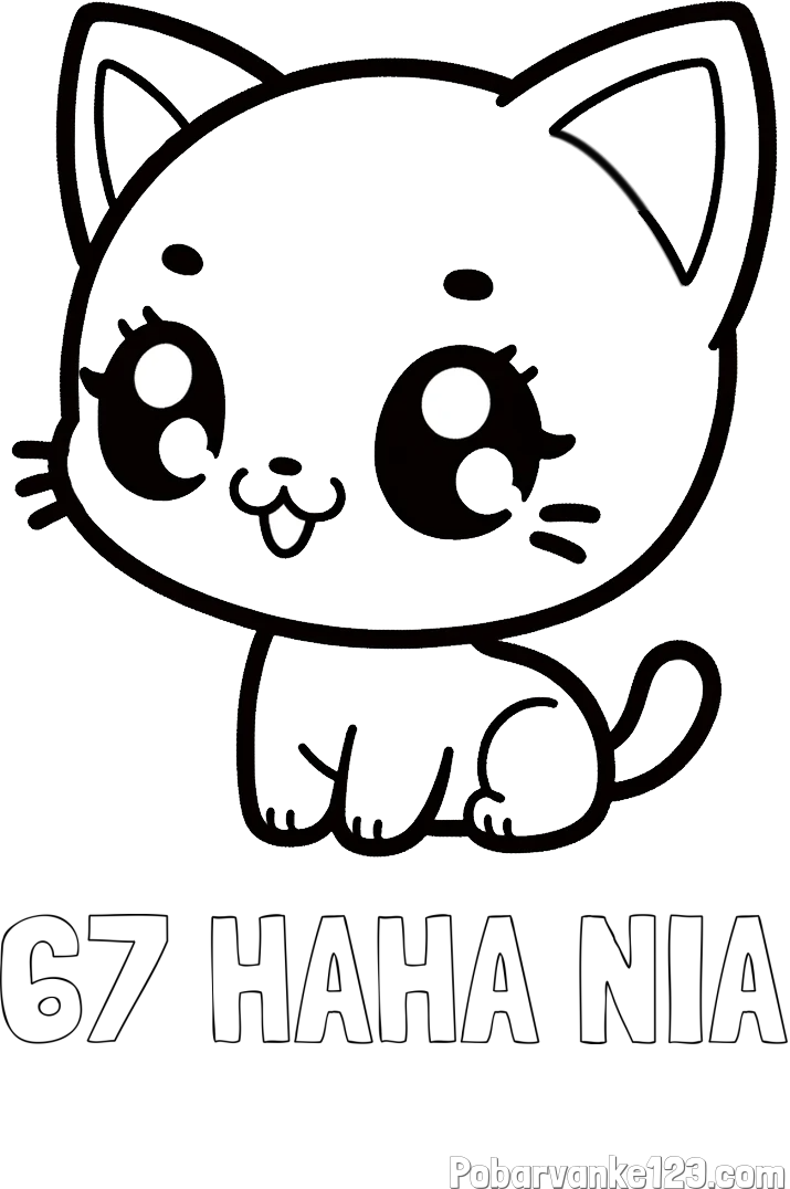 Pobarvanka imena 67 HAHA NIA in pobarvnaka ljubke muce v anime slogu