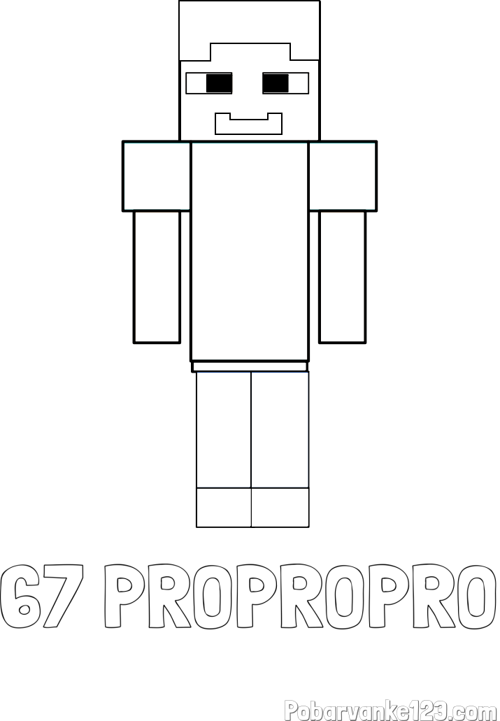 Pobarvanka imena 67 PROPROPRO in pobarvanka Minecraft glavnega junaka