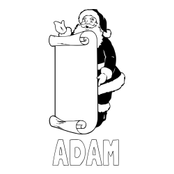 Online izdelana pobarvanka - Pobarvanka imena ADAM in pobarvanka Božička s seznamom želja