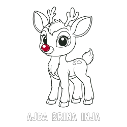 Online izdelana pobarvanka - Pobarvanka imena AJDA  BRINA  INJA in pobarvanka nasmejanega jelenčka Rudolfa