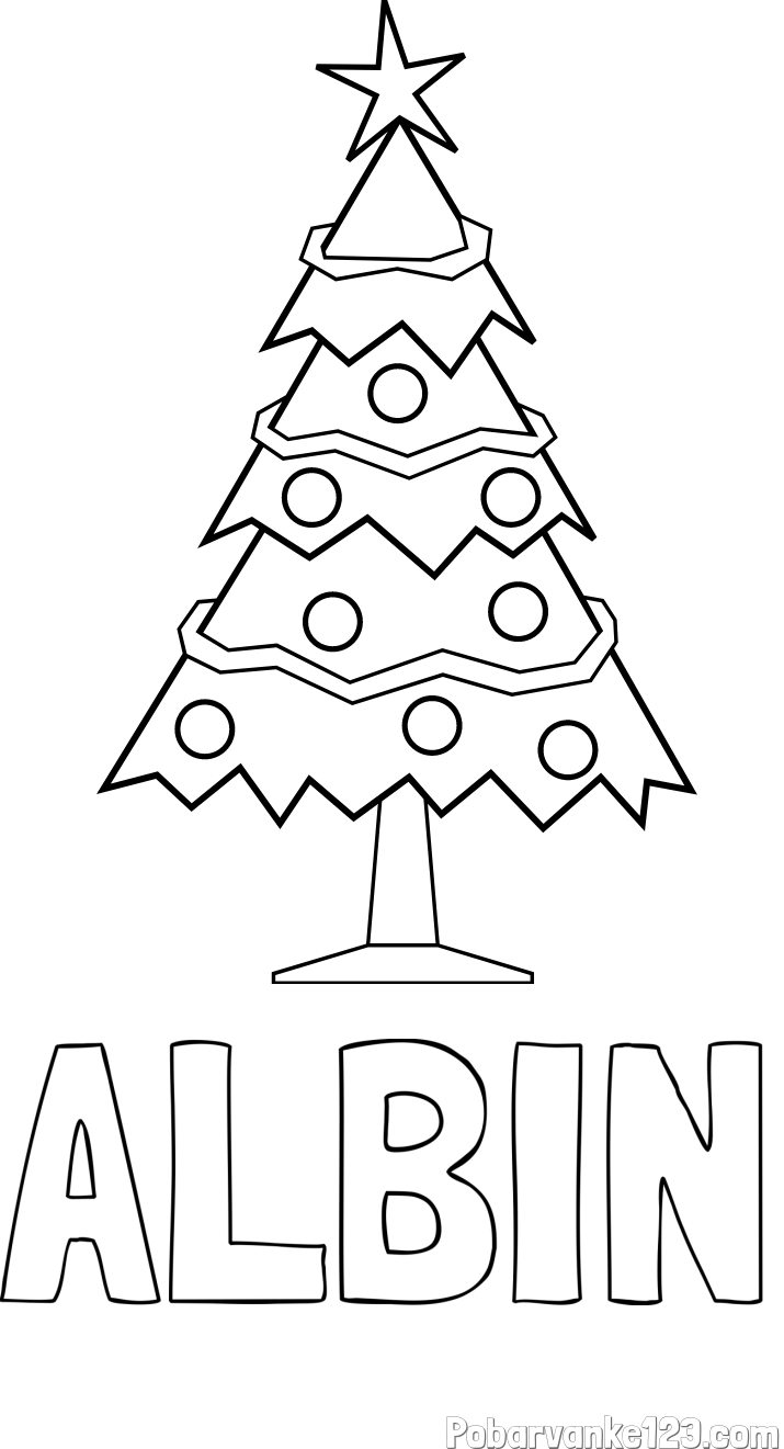 Pobarvanka imena ALBIN in pobarvanka božične smrečice