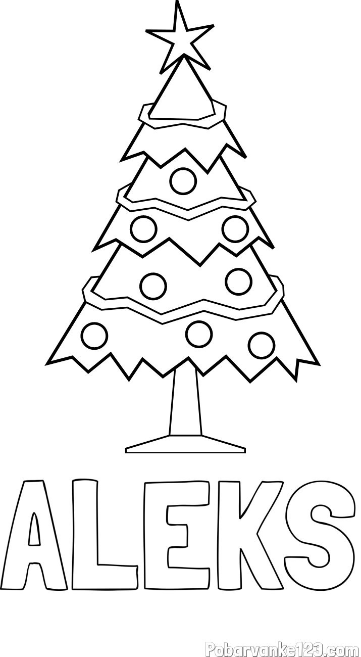 Pobarvanka imena ALEKS in pobarvanka božične smrečice