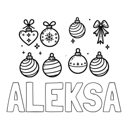 Online izdelana pobarvanka - Pobarvanka imena ALEKSA in pobarvanka božičnih okraskov za na smrečico