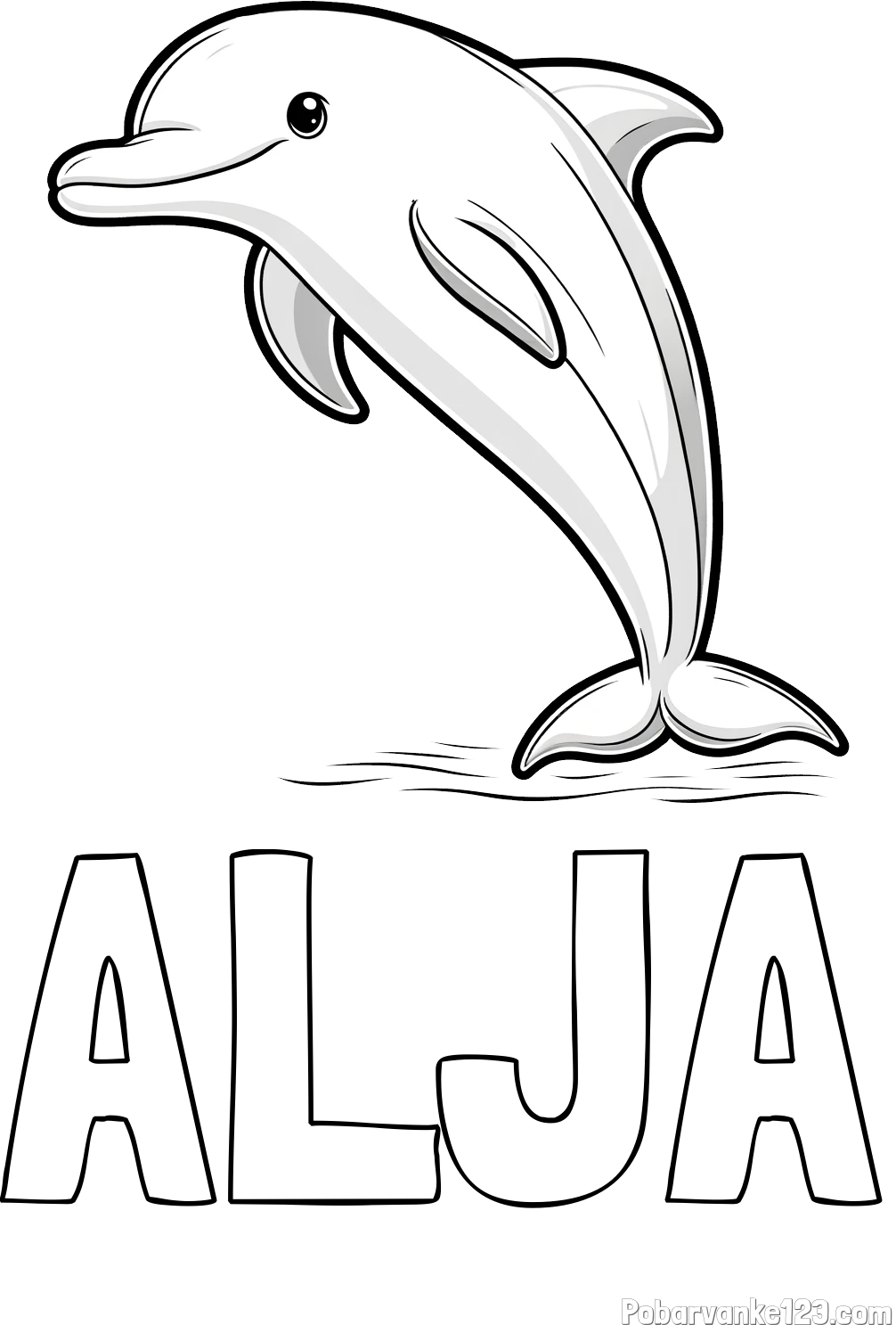 Pobarvanka imena ALJA in pobarvanka delfina