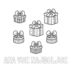 Online izdelana pobarvanka - Pobarvanka imena ANA VSE NAJBOLJŠE in pobarvanka božičnih daril