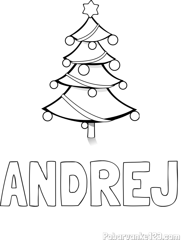 Pobarvanka imena ANDREJ in božična smreka