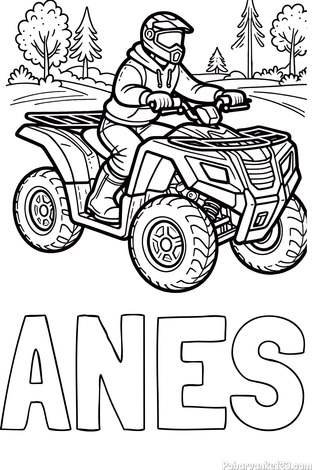 Pobarvanka imena ANES in pobarvanka motorista na štirikolesniku