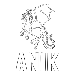Online izdelana pobarvanka - Pobarvanka imena ANIK in pobarvanka strašnega zmaja