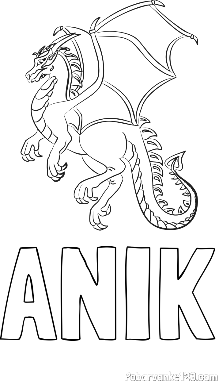 Pobarvanka imena ANIK in pobarvanka strašnega zmaja