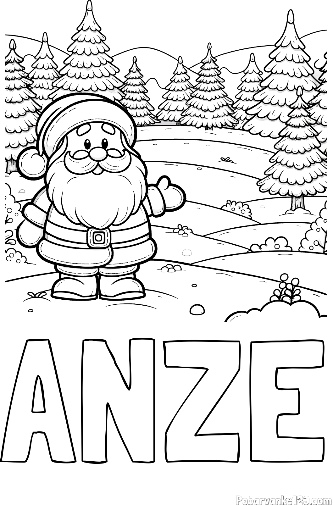 Pobarvanka imena ANŽE in pobarvanka Božička v naravi