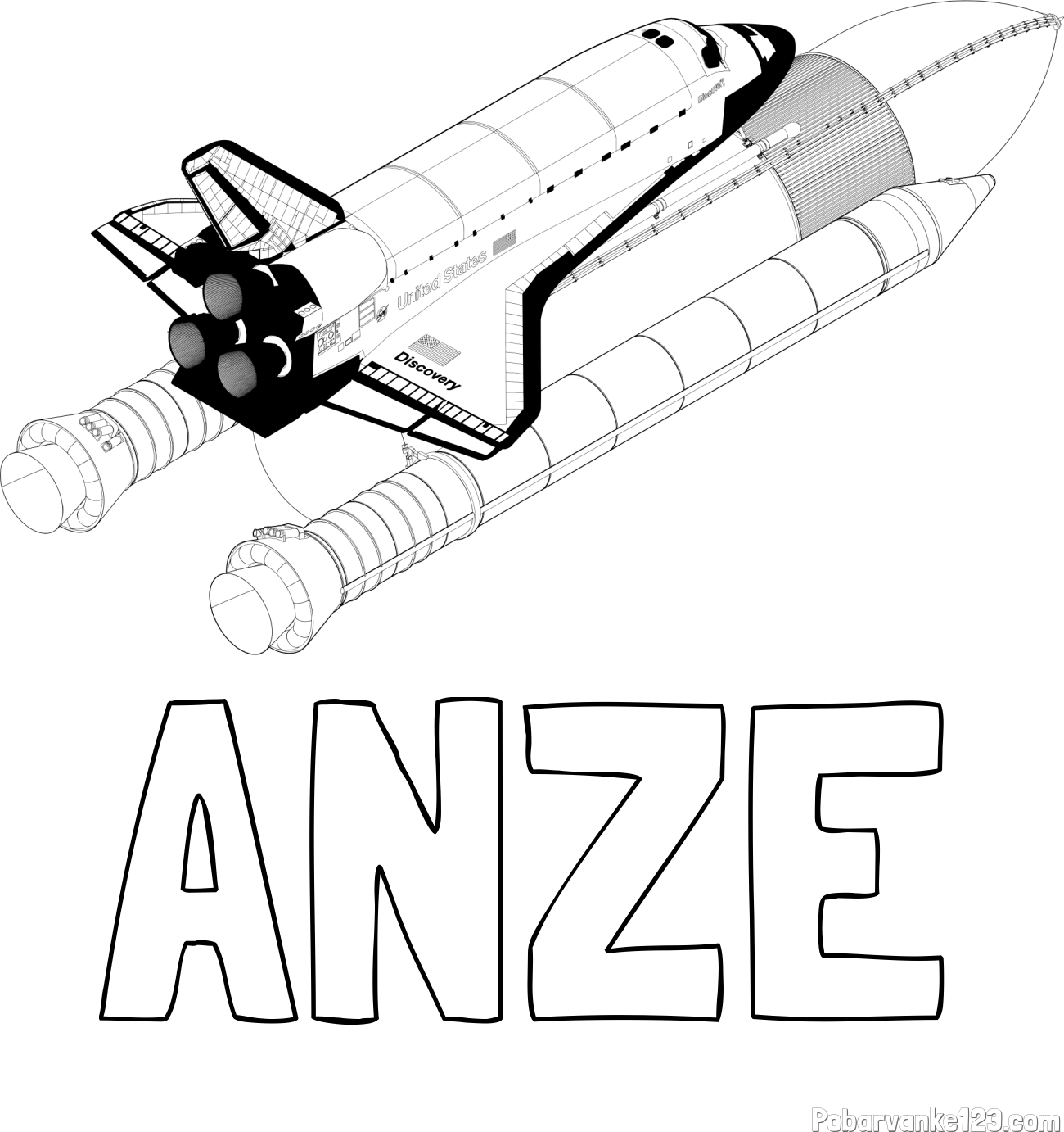 Pobarvanka imena ANŽE in pobarvanka vesoljskega plovila Space Shuttle Discovery 3 v letu