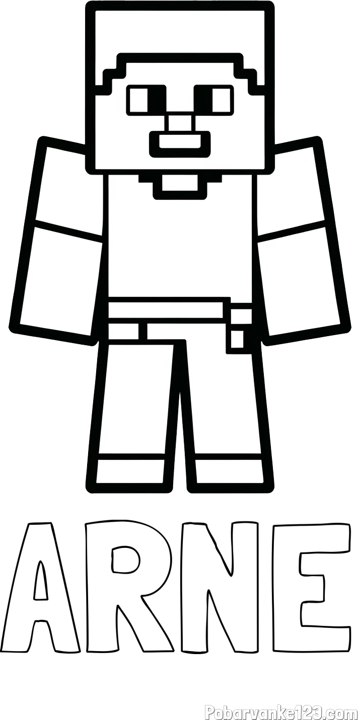 Pobarvanka imena ARNE in pobarvanka Minecraft figurice