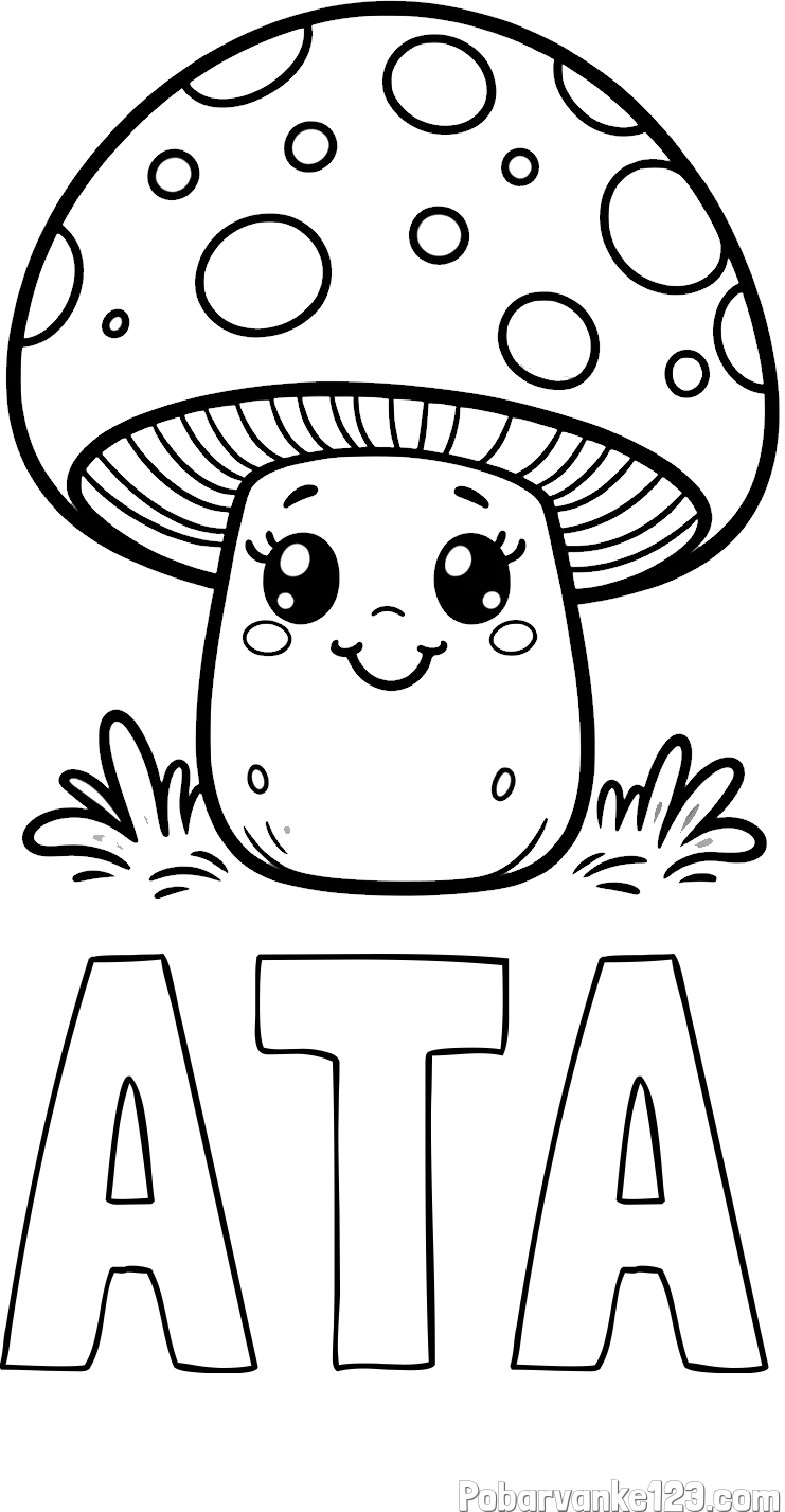 Pobarvanka imena ATA in pobarvanka ljubke gobe
