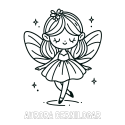 Online izdelana pobarvanka - Pobarvanka imena AURORA ČERNILOGAR in enostavna pobarvanka čarobne vile