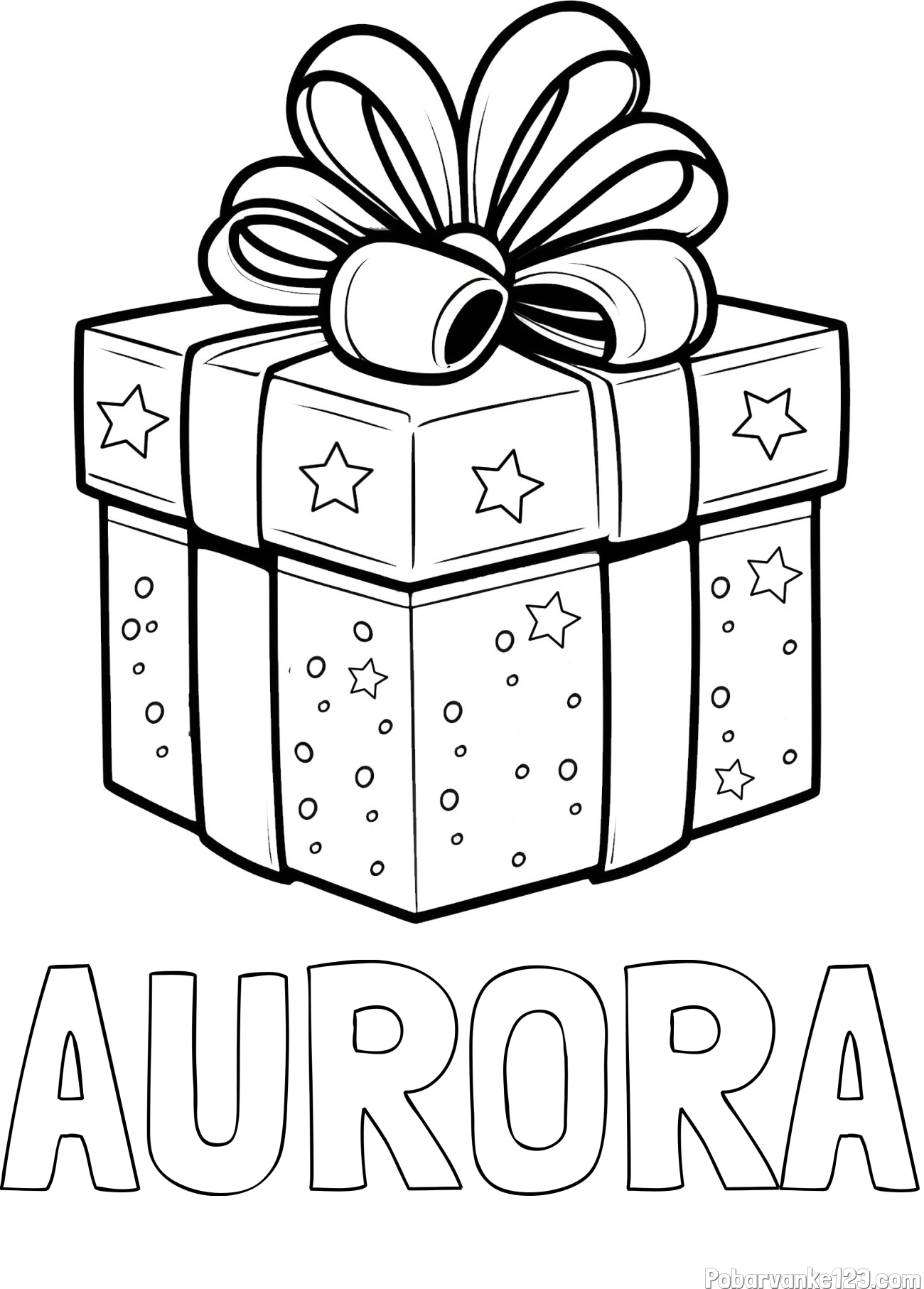 Pobarvanka imena AURORA in pobarvanka božičnega darila