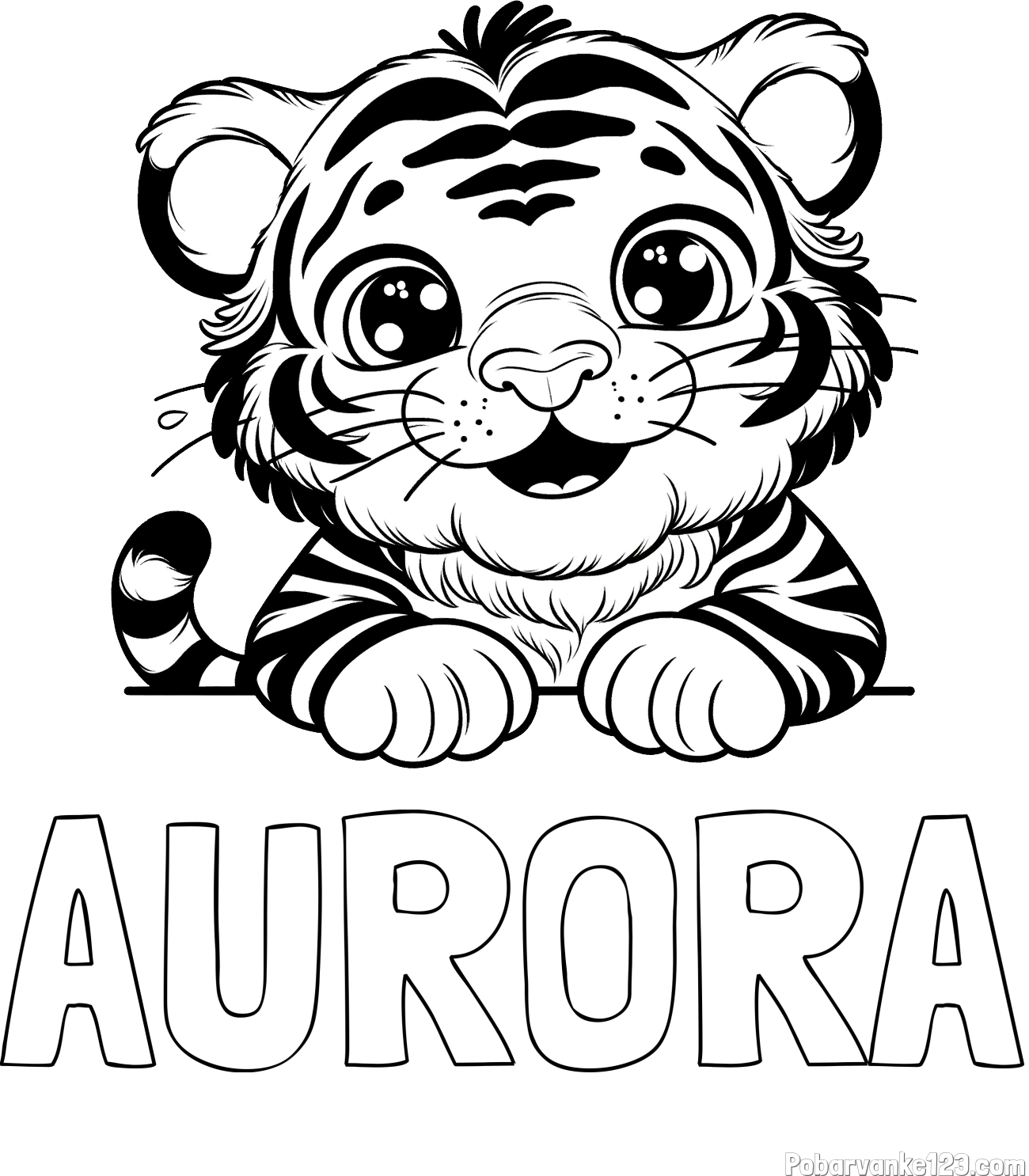 Pobarvanka imena AURORA in pobarvanka tigrček