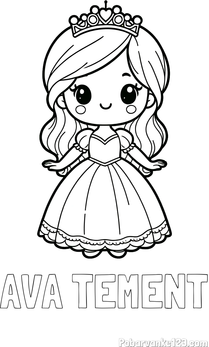 Pobarvanka imena AVA TEMENT in pobarvanka ljubke princeske