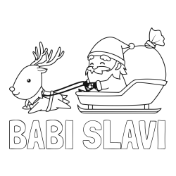 Online izdelana pobarvanka - Pobarvanka imena BABI SLAVI in pobarvanka Božička na saneh ter jelenčka Rudolfa