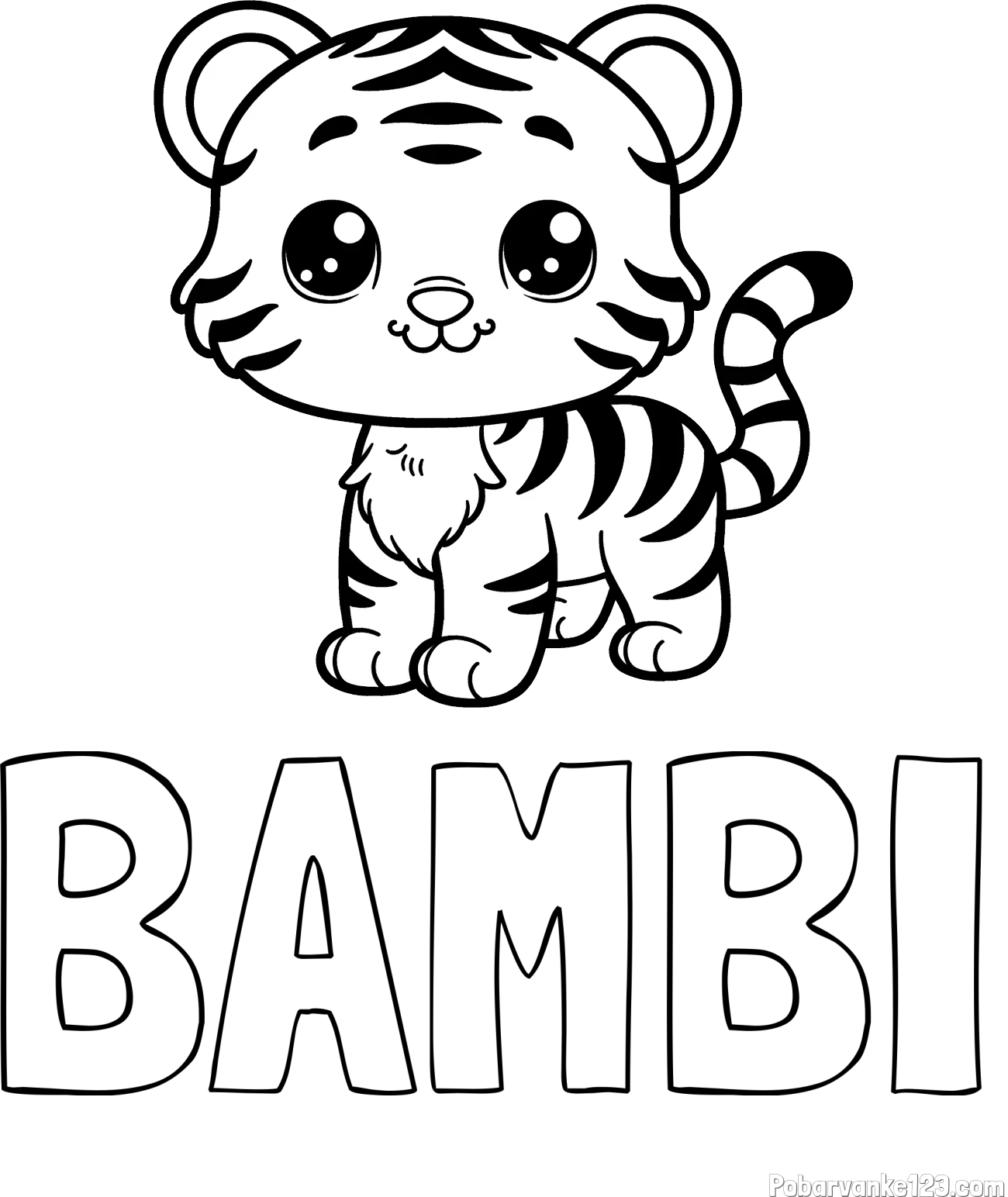 Pobarvanka imena BAMBI in pobarvanka ljubkega tigrčka