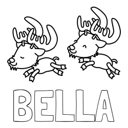 Online izdelana pobarvanka - Pobarvanka imena BELLA in jelenčka