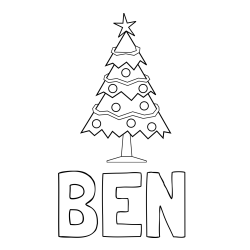 Online izdelana pobarvanka - Pobarvanka imena BEN in pobarvanka božične smrečice