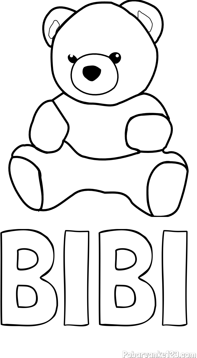 Pobarvanka imena BIBI in pobarvanka medvedka